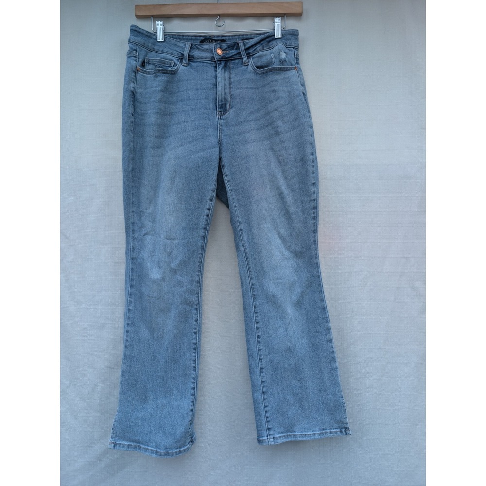 JUDY BLUE SLIM BOOTCUT JEANS WOMENS 14W LIGHT WASH STRETCH DENIM SPLIT HEM